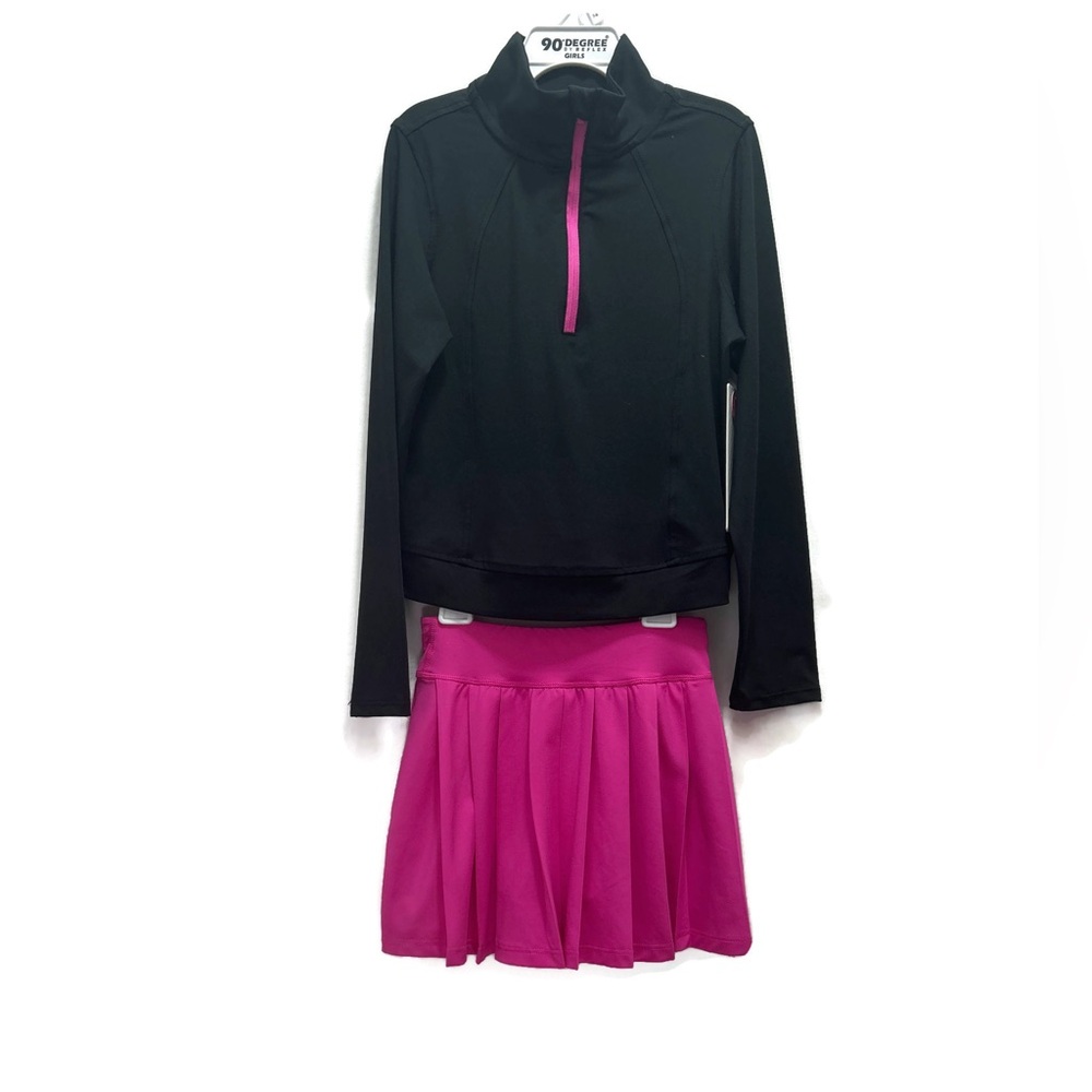 Girls 90 Degree By Reflex Two Piece Set Half Zip & Skort 7/8